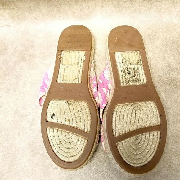 J. Crew Womens   Size 6 Pink  Fabric Slide Floral Espadrille Sandals - Picture 8 of 10